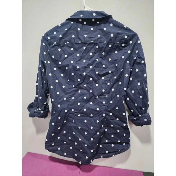 Tommy Hilfiger Button Up Blouse Women White/Blue Size XS Polka Dot 100% Cotton - Picture 3 of 3